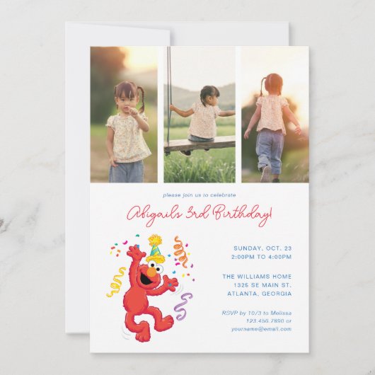 Sesamstraat | Elmo - Rainbow Birthday Foto Kaart (Voorkant)