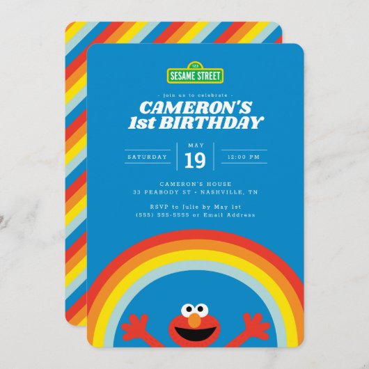 Sesamstraat | Elmo Rainbow Birthday Kaart (Voorkant / Achterkant)