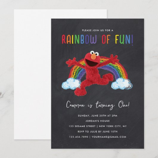 Sesamstraat - Elmo Rainbow of Fun Verjaardag Kaart (Voorkant / Achterkant)