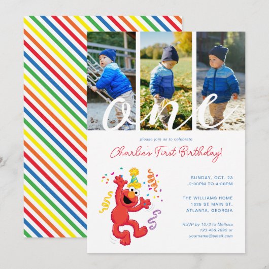 Sesamstraat | Elmo - Regenboog 1e Verjaardag Foto Kaart (Voorkant / Achterkant)