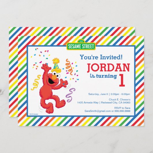 Sesamstraat | Elmo - Regenboog 1e verjaardag Kaart (Voorkant / Achterkant)