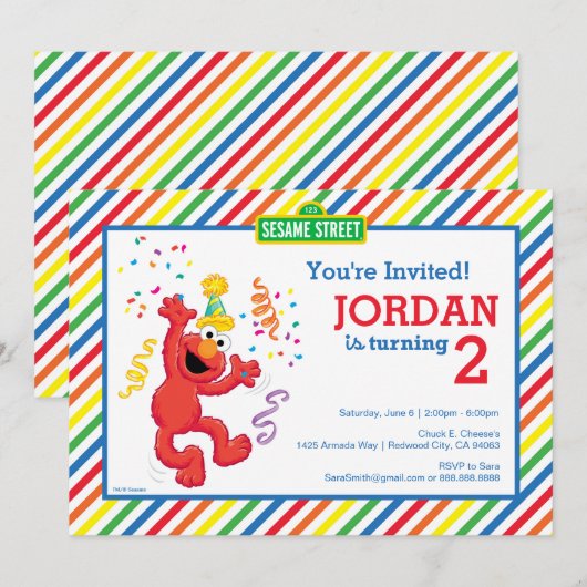 Sesamstraat | Elmo - Regenboog 2e verjaardag Kaart (Voorkant / Achterkant)