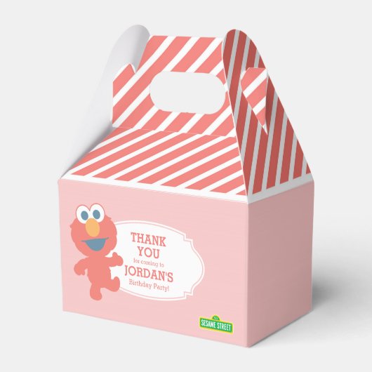 Sesamstraat | Elmo - Roze gestreepte gunstbox Bedankdoosjes (Achterkant)