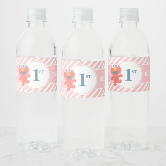 Sesamstraat | ELMO - Roze Verjaardagsflesetiket Waterfles Etiket (Flessen)