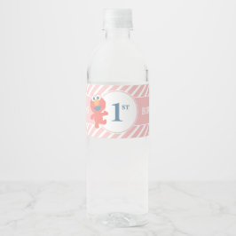 Sesamstraat | ELMO - Roze Verjaardagsflesetiket Waterfles Etiket