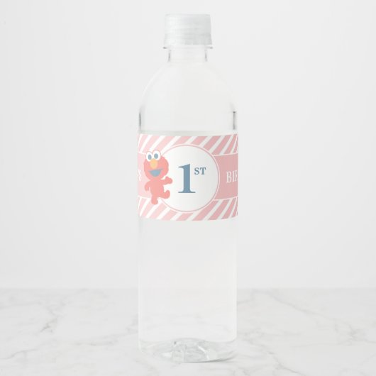 Sesamstraat | ELMO - Roze Verjaardagsflesetiket Waterfles Etiket (Voorkant)