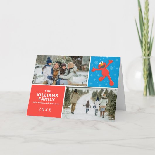 Sesamstraat | Elmo Snowflake Familie Foto Kaart (Voorkant)