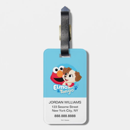 Sesamstraat | Elmo & Tango Badge Bagagelabel (Achterkant verticaal)