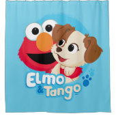 Sesamstraat | Elmo & Tango Badge Douchegordijn (Voorkant)