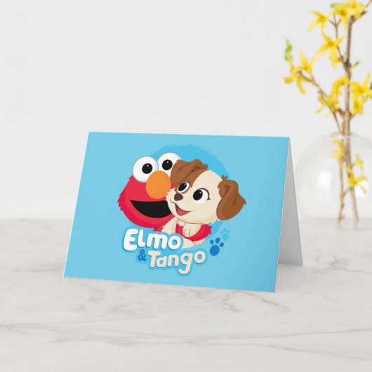 Sesamstraat | Elmo & Tango Badge Kaart (Gele Bloem)