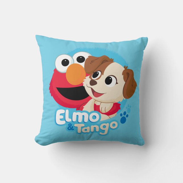 Sesamstraat | Elmo & Tango Badge Kussen (Voorkant)
