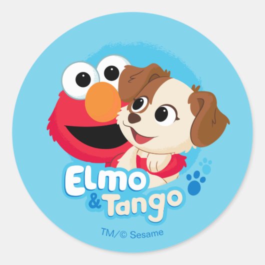 Sesamstraat | Elmo & Tango Badge Ronde Sticker (Voorkant)