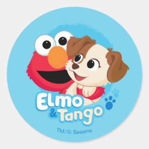 Sesamstraat Elmo & Tango Badge Ronde Sticker