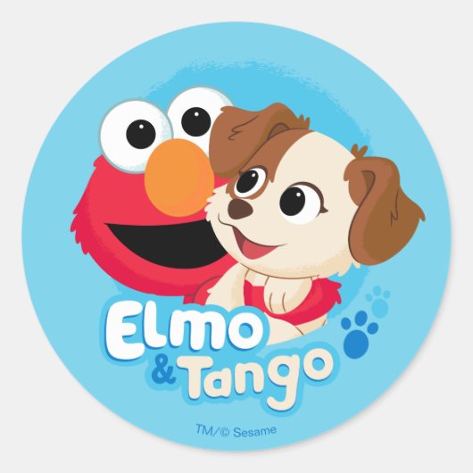 Sesamstraat | Elmo & Tango Badge Ronde Sticker (Voorkant)