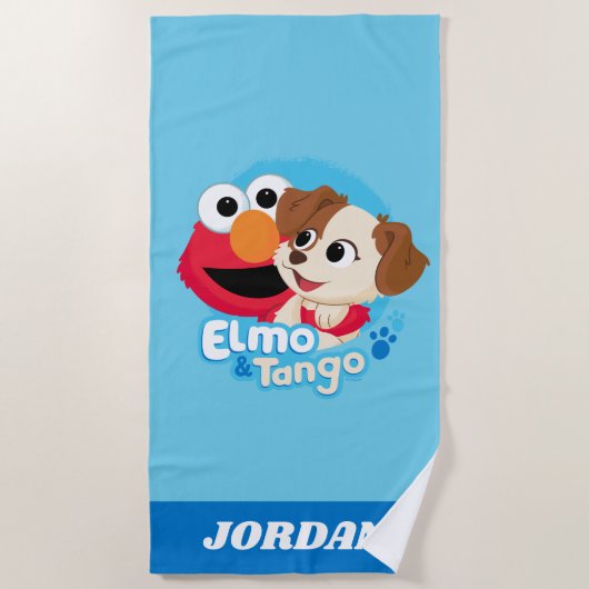 Sesamstraat | Elmo & Tango Badge Strandlaken (Voorkant)