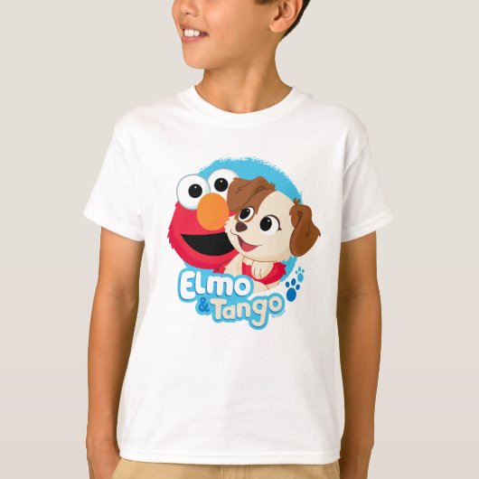 Sesamstraat | Elmo & Tango Badge T-shirt (Voorkant)
