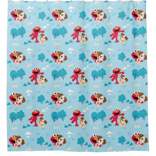Sesamstraat | Elmo & Tango Pattern Douchegordijn (Voorkant)