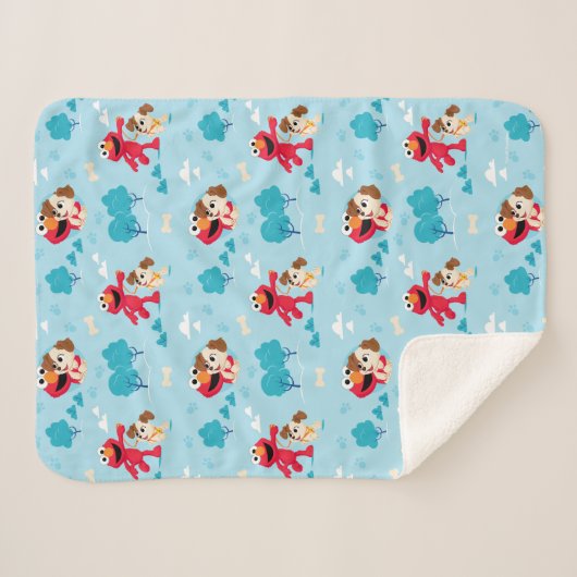 Sesamstraat | Elmo & Tango Pattern Sherpa Deken (Voorkant (horizontaal))