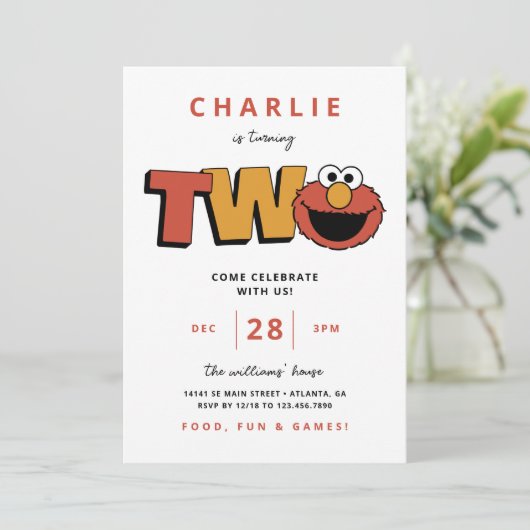 Sesamstraat | Elmo - Tweede verjaardag Kaart (Staand voorkant)