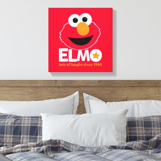 Sesamstraat | Elmo Veel Lachen Sinds 1984 Canvas Afdruk (Insitu (Slaapkamer))