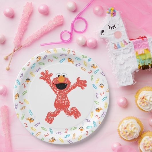 Sesamstraat Elmo | Verjaardagskrayon Papieren Bordje (Feest)