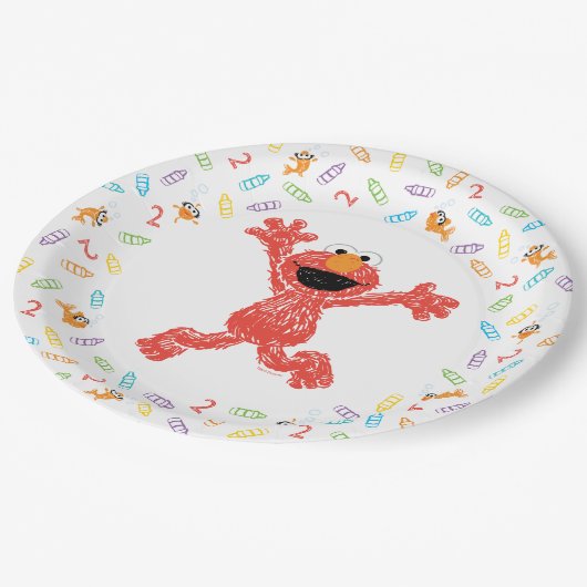 Sesamstraat Elmo | Verjaardagskrayon Papieren Bordje (Gekanteld)