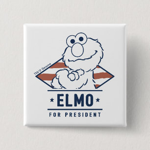 Sesamstraat    Elmo voor President Vierkante Button 5,1 Cm