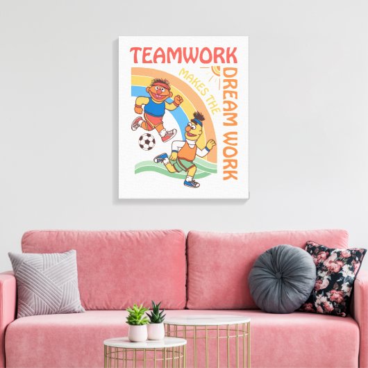 Sesamstraat | Ernie & Bert Teamwork Canvas Afdruk (Insitu (Woonkamer))