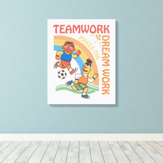 Sesamstraat | Ernie & Bert Teamwork Canvas Afdruk (Insitu (Houten vloer))
