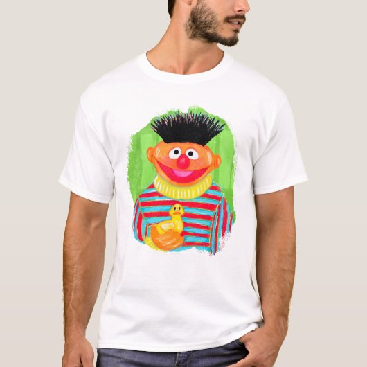 Sesamstraat Ernie en Rubber Ducky Karakter Kunst T-shirt (Voorkant)