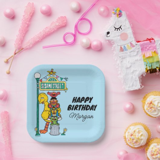 Sesamstraat | Fijne verjaardag Papieren Bordje (Feest)
