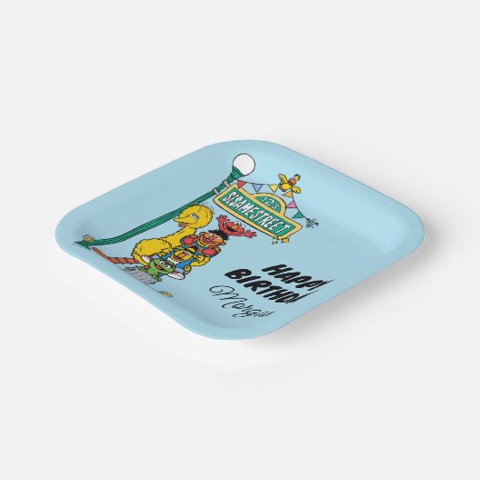 Sesamstraat | Fijne verjaardag Papieren Bordje (Gebogen)