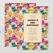 Sesamstraat geïllustreerd patroon | Verjaardag Kaart (Voorkant / Achterkant)