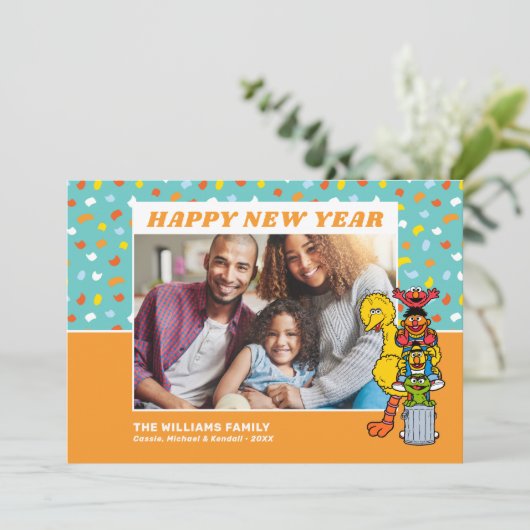 Sesamstraat | Gelukkig Nieuwjaar Feestdagenkaart (Staand voorkant)