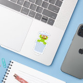 Sesamstraat | Gepersonaliseerde Oscar de Grouch Sticker (Laptop met iPhone)