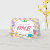 Sesamstraat | Gestreepte eerste verjaardag Kaart (Gele Bloem)