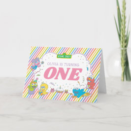 Sesamstraat | Gestreepte eerste verjaardag Kaart