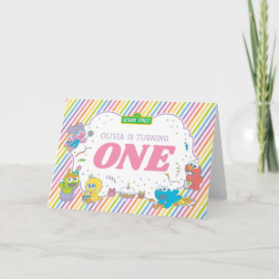 Sesamstraat   Gestreepte eerste verjaardag Kaart