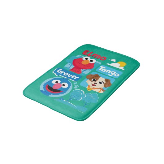 Sesamstraat | Grafisch park Elmo, Tango & Grover P Badmat (Gekanteld)