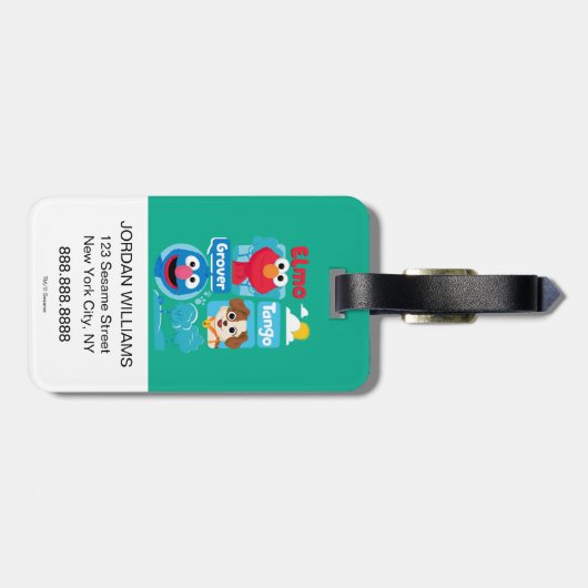 Sesamstraat | Grafisch park Elmo, Tango & Grover P Bagagelabel (Achterkant horizontaal)