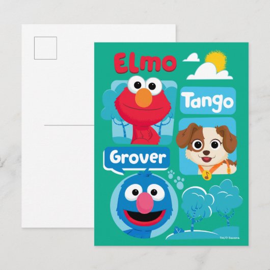 Sesamstraat | Grafisch park Elmo, Tango & Grover P Briefkaart (Voorkant / Achterkant)