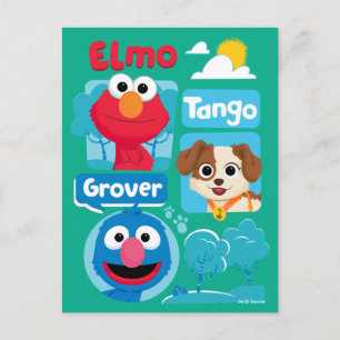 Sesamstraat   Grafisch park Elmo, Tango & Grover P Briefkaart