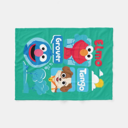 Sesamstraat | Grafisch park Elmo, Tango & Grover P Fleece Deken (Voorkant (Horizontaal))