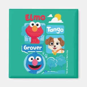 Sesamstraat   Grafisch park Elmo, Tango & Grover P Magneet