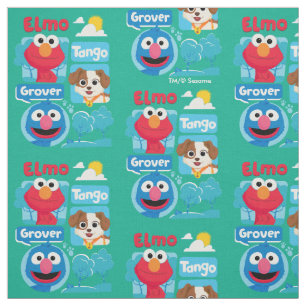 Sesamstraat   Grafisch park Elmo, Tango & Grover P Stof
