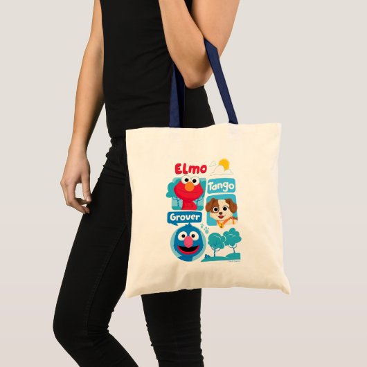 Sesamstraat | Grafisch park Elmo, Tango & Grover P Tote Bag (Voorkant (product))