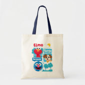 Sesamstraat | Grafisch park Elmo, Tango & Grover P Tote Bag (Voorkant)