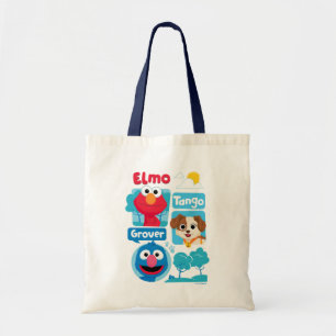 Sesamstraat Grafisch park Elmo, Tango & Grover P Tote Bag