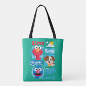 Sesamstraat | Grafisch park Elmo, Tango & Grover P Tote Bag (Achterkant)