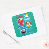 Sesamstraat | Grafisch park Elmo, Tango & Grover P Vierkante Sticker (Envelop)